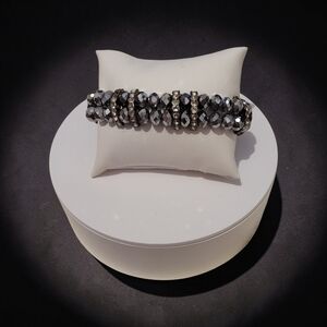 10/ $10 Faceted Hematite Bead Stretch Bracelet with Rhinestone Spacers